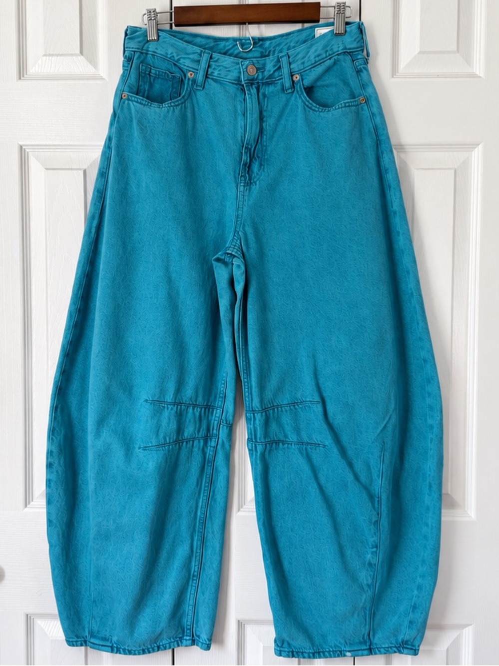 GAP High Rise UltraSoft Horseshoe Barrel Jeans Turquoise 28 6R